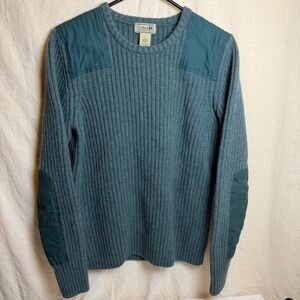L.L.Bean Women's 100% Merino Lambs Wool Ribbed Crewneck Sweater XL Teal